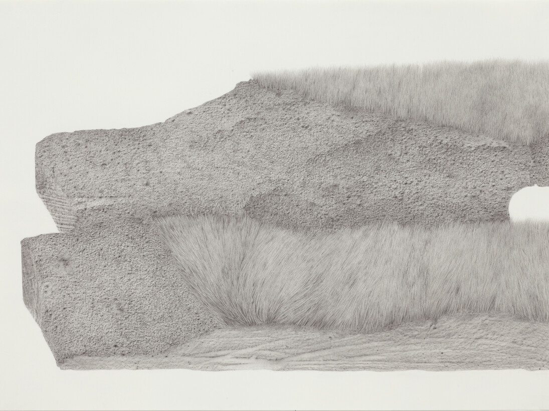 Jane Dixon, Landscape, 2013, Graphite frottage and pencil on paper, 56 x 76 cm, © Courtesy of the artist and Alan Cristea Gallery