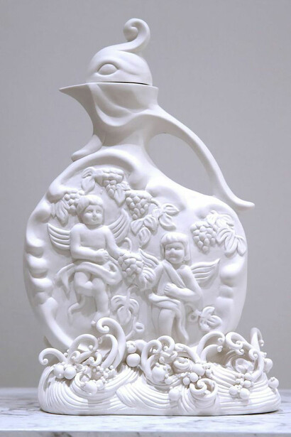 Carlos Rolón/Dzine, Remnants from Father (Rooster Decanter), 2014, Porcelain, 16 x 43.5 x 12.3 cm (6.3 x 17.1 x 4.8 in)