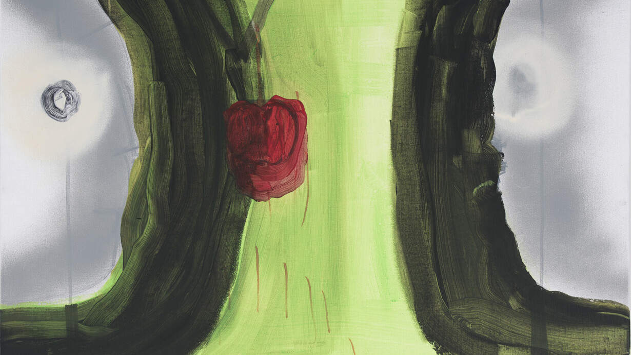 Bernard Gaube, Face à face + Pomme, Huile sur toile, 2015, 60 x 74 cm
