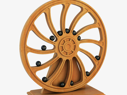 Modelo de la máquina de movimiento perpetuo diseñada por Leonardo Da Vinci