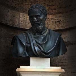Bust of Michelangelo located in a niche at the base of the Dome of Saint Peter’s Basilica, ph. Brenda Lee Bohen
