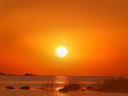 The sun over the water. No power plant on Earth can do what the Sun can do