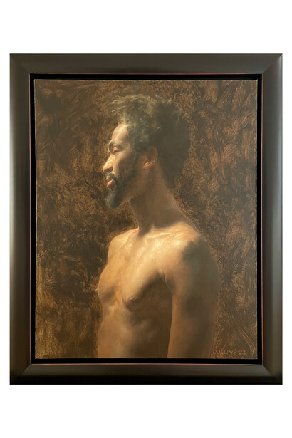 Jacob Collins, Clayton II, 2023, oil on canvas, 27 x 21 inches. Courtesy the artist and Adelson Galleries