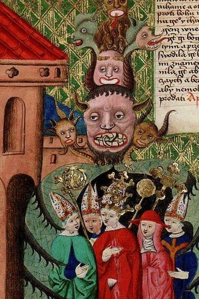 Janíček Zmilelý z Písku, Prelati cattolici (vescovi, cardinali, papi) nell'abbraccio della bestia apocalittica, tra il 1490 e il 1510