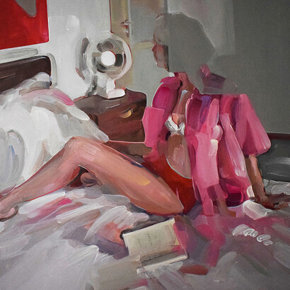 Evita Andujar, Stolen selfie 34 o Secondi, minuti, ore, giorni, 2019, acrilico su tela, cm. 90x80
