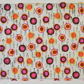 Fumiko Toda, Woman: Target (2022), etching and hand coloring , 18.5x22.5 inches. Courtesy of SEFA