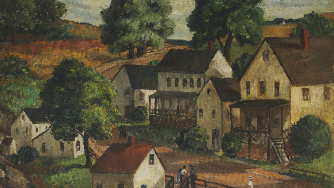 Eugene Speicher, Kingston, New York, 1935, Oil on canvas mounted on masonite, 28 X 35 3/4 in. Collection of Neil Scherer