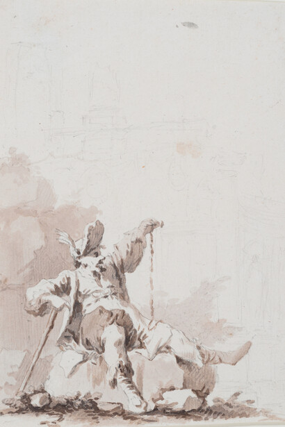 Tiberius Dominikus Wocher, Seated tramp, last quarter of the 18th century. Courtesy of Gemäldegalerie