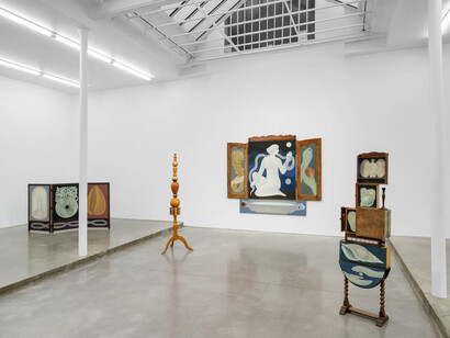 Shuo Hao, Huile de vitre, vue d'exposition. Avec l'aimable autorisation de la Galerie Derouillon