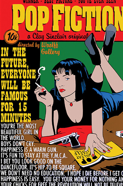 Clay Sinclair, pop fiction,125 x 100cm, acrylic on perspex