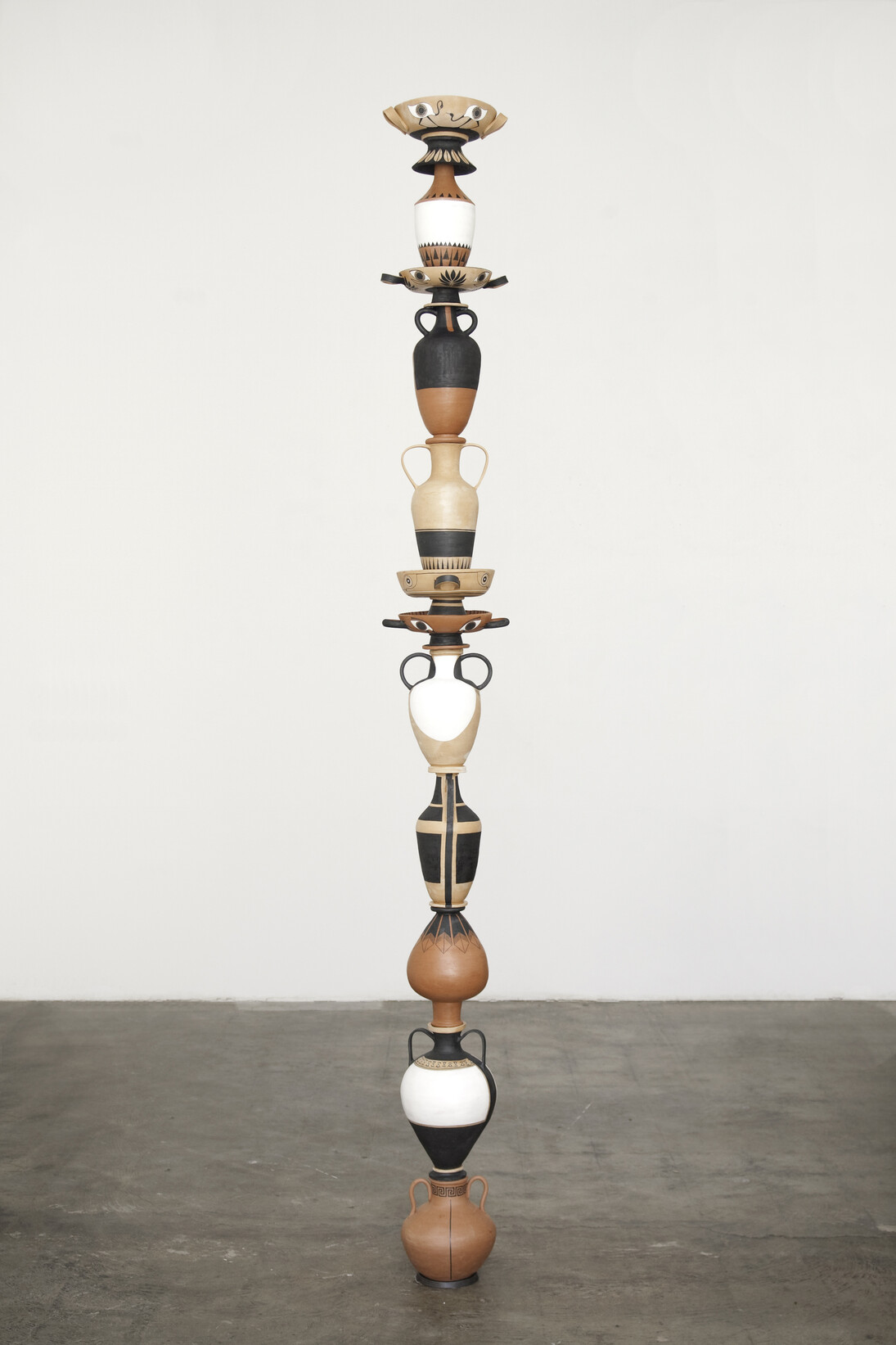 Cammie Staros, Column, Ceramic, steel, cement, foam, rubber gaskets, 14" x 13" x 116". Courtesy of the Artist and Ghebaly Gallery, Los Angeles