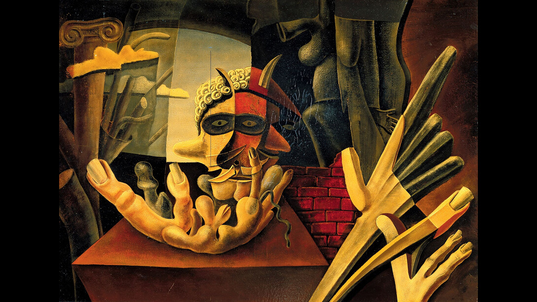 Max von Moos, Dämonisches Frühstück. (Inferno, lügnerisches Bild), 1934
Öl, temperauntermalt auf Karton, lackiert, 57 x 78.5 cm
Aargauer Kunsthaus, Aarau
© 2017, ProLitteris, Zurich