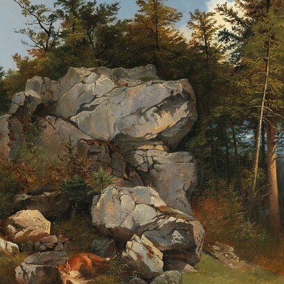 Carl Borromäus Burde, Volpe con preda (1858)