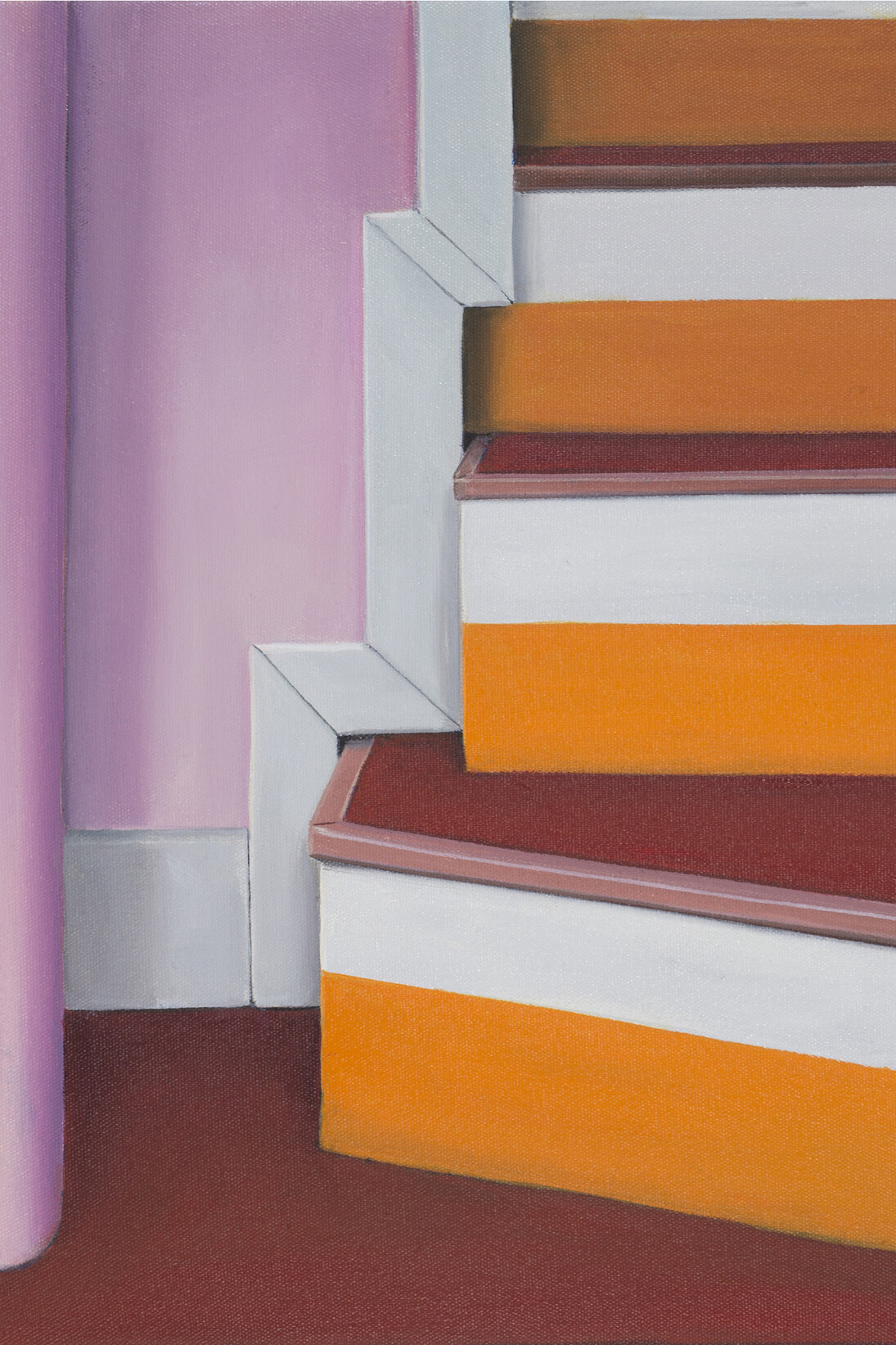 Ingo Baumgarten, Untitled (Pink orange steps, Seoul station, Seoul), 2014-15. Oil on canvas, 45 x 37 cm, courtesy of the artist and Hanmi Gallery
