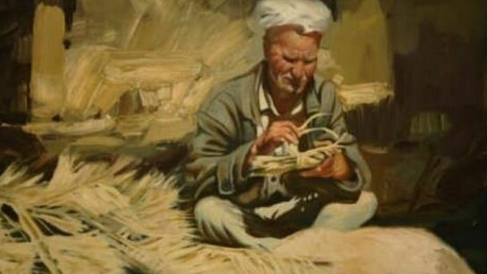 Bassam Al-Shaker, Basket Maker, 2011, oil on canvas, 50 x 70cm, courtesy of the artist, Al-Nakhla Gallery and RUYA Foundation