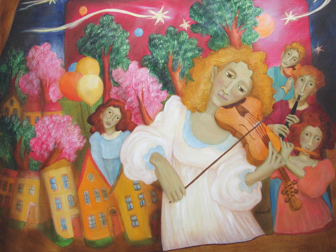 Francine Gravel, With the Vibrations of the Shooting Stars, Acrylic & Oil on Linen, 30" x 36"