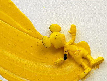 Liliana Porter, Situations with fallen Chairs III (detail 2), 2010, Acrylic and assemblage on canvas, 173 x 122 cm / 68 x 48'', courtesy of the artist and mor charpentier