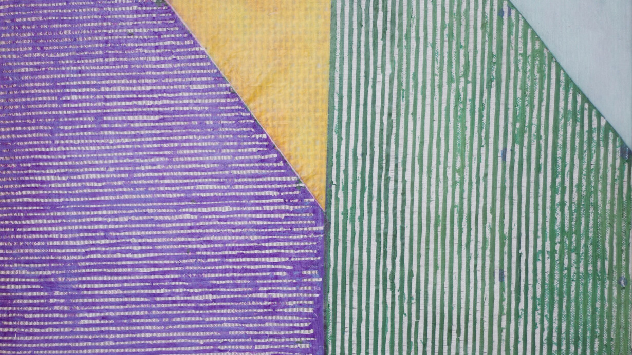 Jessica Mein, Trama dezoito, 2015, acrylic glue on hemp, 56 x 75 cm