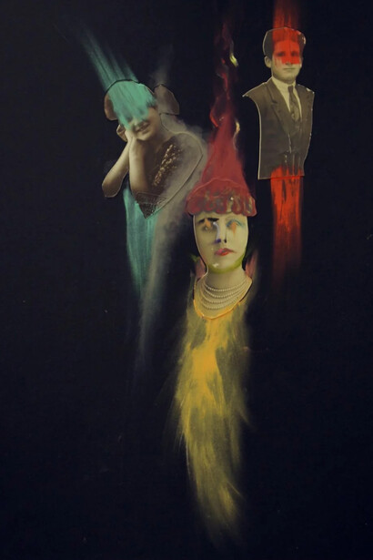 Andrea Cusumano, Nero 4 Capriccio, 2013, pastello e foto su cartoncino nero, 42x29. Courtesy of Fondazione Sicilia | Villa Zito