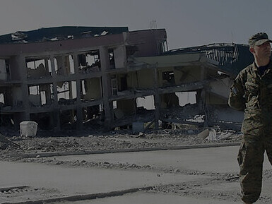 Destroyed barracks at the Gori Military Base following the Russian bombing in 2008, Georgia