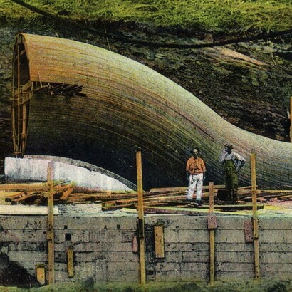 Postal con imágenes de la construcción del Canal de Panamá, publicadas por Toledano Bros. & De Lemos