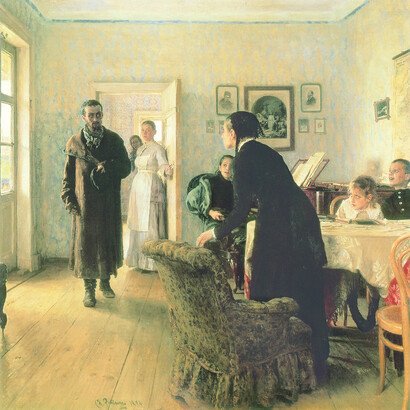 Ils ne l’attendaient pas, 1884-1888.
Huile sur toile, 160,5 x 167,5 cm.
Galerie d’État Trétiakov, Moscou
