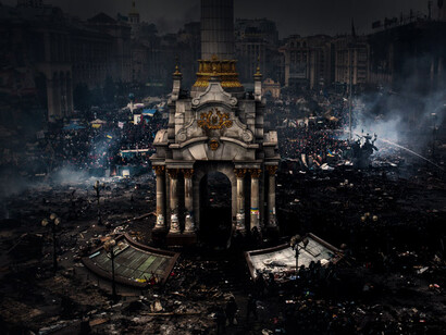 Plaza de la Independencia en Kiev, llamado Euromaidán después del conflicto de 2014