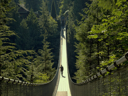 Vista del puente colgante de Capilano, Vancouver, Canadá