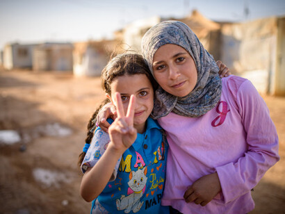 Niñas en un campo de refugiados