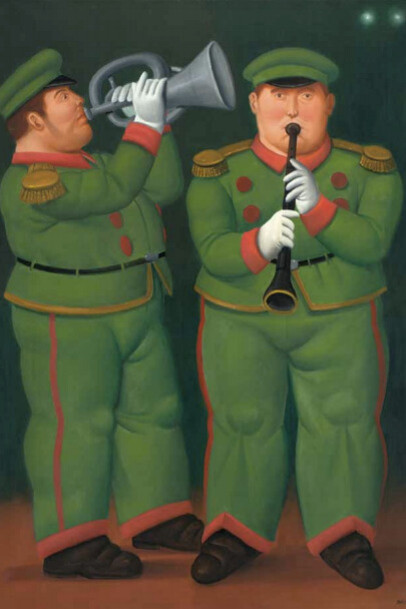 Fernando Botero, Circus Musicians, 2008, Signed and dated ‘Botero 08’ (lower right), Oil on canvas, 140 x 100 cm - 55.1 x 39.4 in.