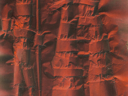 Corrado Cagli, Warriors (1959), oil on canvassed paper, signed lower left, 77 x 66 cm (30 1/4 x 26 in) © Courtesy of Archivio Corrado Cagli and Brun Fine Art.