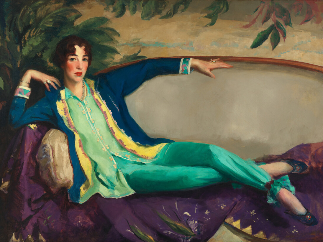 Robert Henri, 1865 1929,
	Gertrude Vanderbilt Whitney, (1916)
	Oil on canvas, Overall: 49 15/16 x 72in. (126.8 x 182.9 cm)
	Whitney Museum of American Art, New York;
	Gift of Flora Whitney Miller  86.70.3
