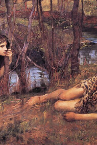 A water nymph (Naiad) approaches the sleeping Hylas, by John William Waterhouse, 1893