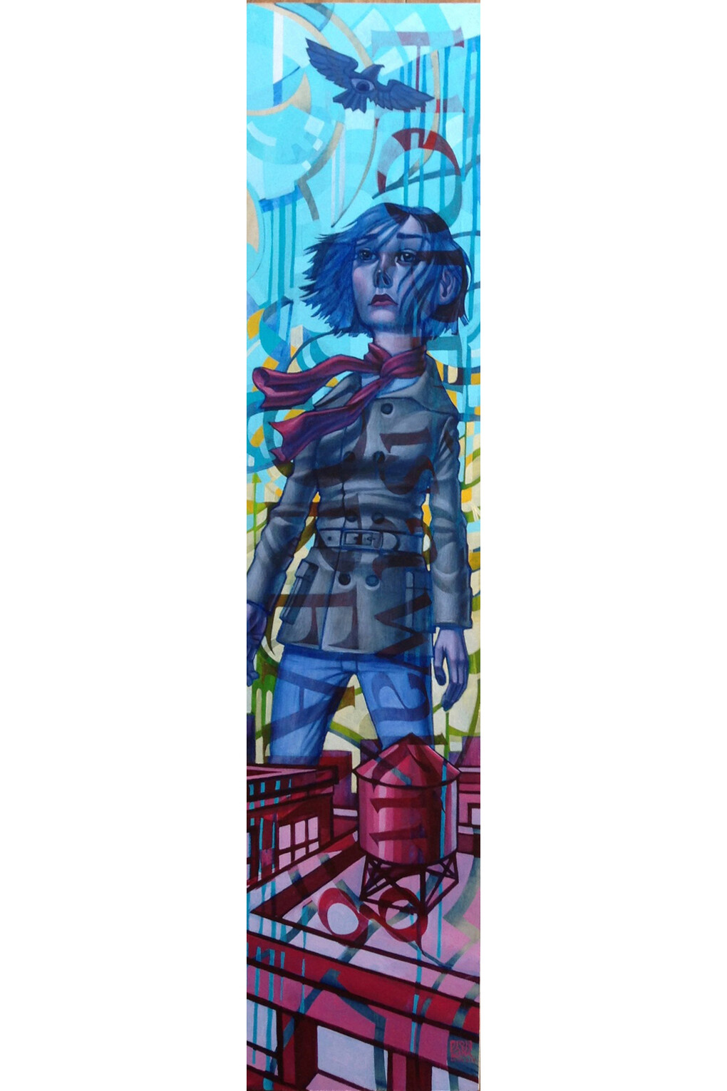 John Park, Call to Adventure, Mixed media on wood panel, framed, 8″ x 36″
