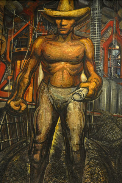 David Alfaro Siqueiros, *The Land, like the Water and the Industry, Belong to Us*, 1959, mural do Museu Soumaya de Cidade do México