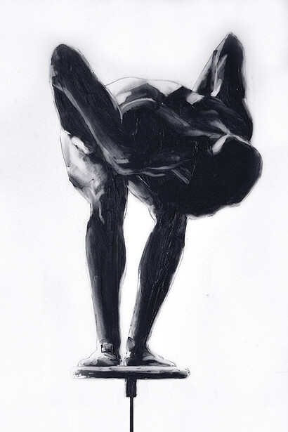 Patrick Earl Hammie, Platform, 2014, Oil on mylar, 84 x 11 inches (213.36 x 27.94 cm). Courtesy of the artist.