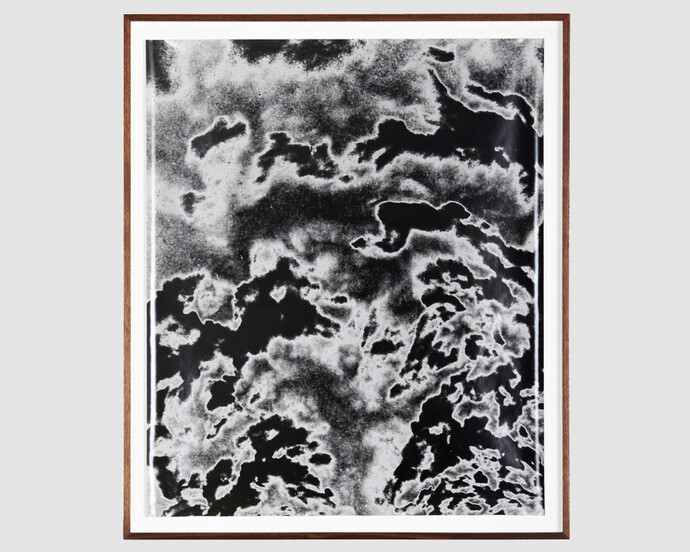 Lisa Oppenheim, Burning of the Imperial Refinery Oil City PA, 1876/2012 (Version III), 2012, Unique black and white photograph
24 x 20 in. (60.96 x 50.8 cm)Copyright the artist. Courtesy The Approach, London.
Photo: FXP photography.