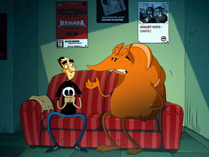 Fotograma de la serie «Cortar por la línea de puntos», producida por Movimenti Production en colaboraciòn con BAO Publishing