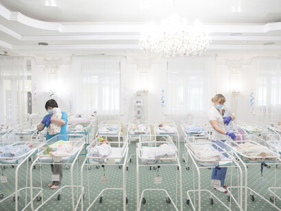 Newborns at a fertility clinic in Kiev, Ukraine, in May 2020