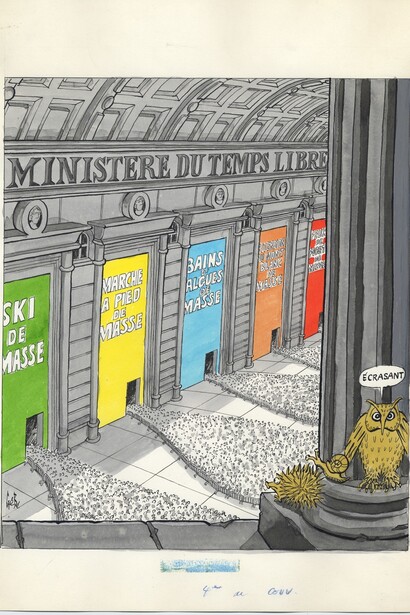 Ministère du Temps libre, 1978, gouache et encre de Chine, 39,4 x 29,5 cm, courtesy of galerie Anne Barrault