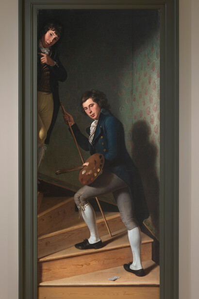 Charles Willson Peale, Staircase group (Portrait of Raphaelle Peale and Titian Ramsay Peale I) (detail), 1795. Courtesy of Philadelphia Museum of Art