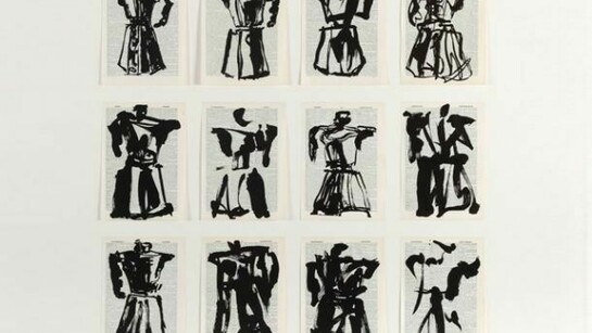 William Kentridge, Universal Archive, Twelve Coffee Pots, 2012, Linocut, LR, cropped