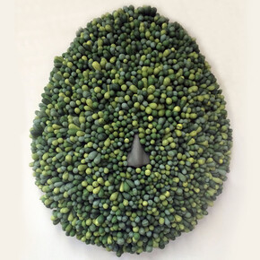 Jessica Calderwood, Protrusion, 2015,Earthenware, milk paint, polymer clay, stainless steel. 