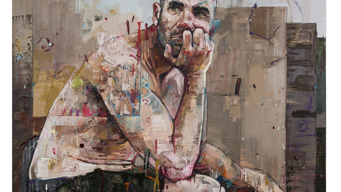 Andrew Salgado, Reds, oil on canvas with spray, 180 x 190 cm, 2014
