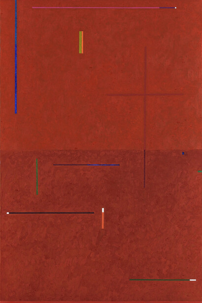 Gonçalo Ivo, Floraison, 2014, 2,10 x 0,70m, huile sur toile, Courtesy Galerie Boulakia