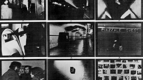 Vaccari, Exhibition in real time n.2 Journey rite, 1971, b_w photographs (10), cm.120x120 overall, ed. of 3