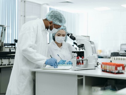 Scientists working in a laboratory while conducting experiments and analyzing results