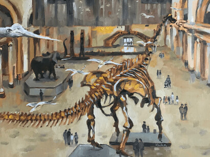Kuhn Hong, Stanley Hall of Field Museum, oil on canvas board, 16x20 inches. Courtesy of Jackson Junge, Chicago