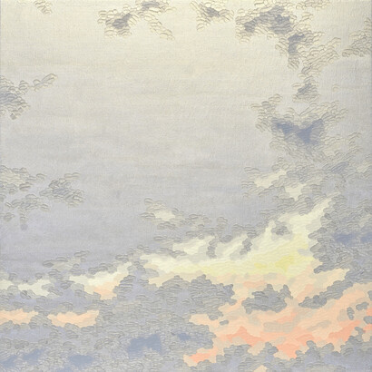 Elaine Coombs, Opulent 1 (gold), 2023, acrylic on canvas over panel, 28x28 inches. Courtesy of the artist and Thomas Deans Gallery