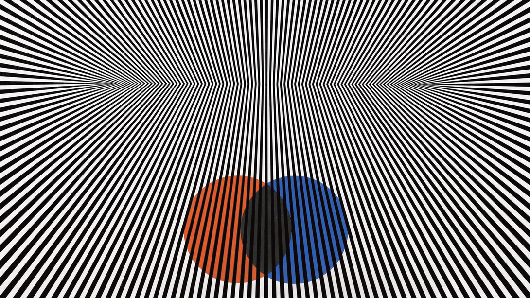 Franco Grignani, Grandangolare, 1965, tecnica mista su cartone Schoeller, 75 x 104 cm, Collezione privata, © Matteo Zarbo